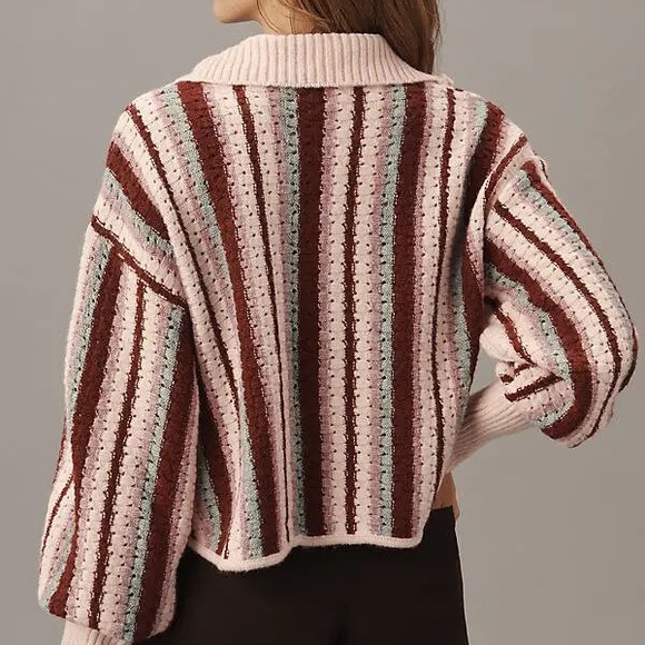 MAEVE Collared Crochet Cardigan Sweater - Multicolor ONE Size - Picture 2 of 9